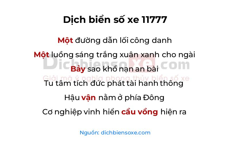 Dịch thơ biển số 11777