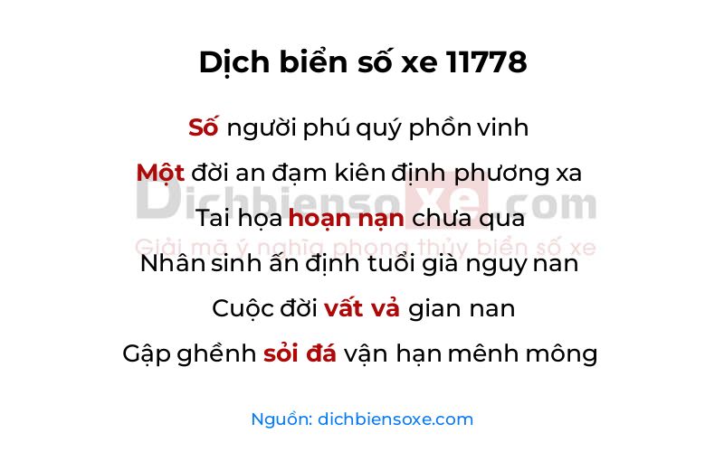 Dịch thơ biển số 11778