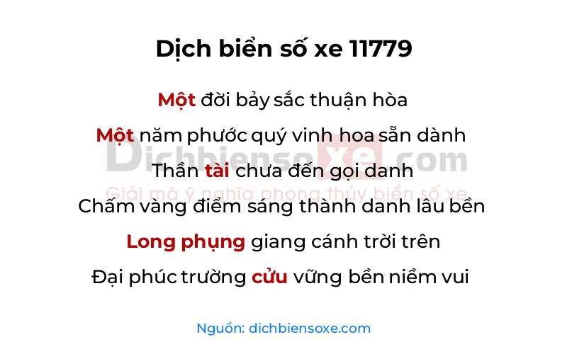 Dịch thơ biển số 11779