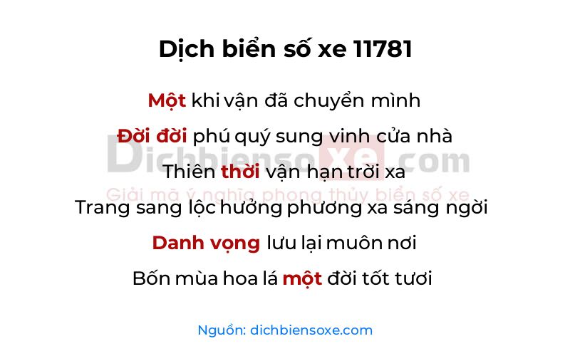 Dịch thơ biển số 11781