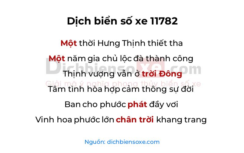 Dịch thơ biển số 11782