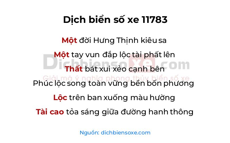 Dịch thơ biển số 11783