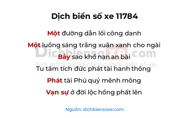 Dịch thơ biển số 11784