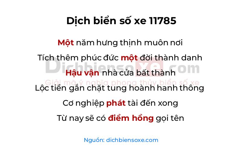 Dịch thơ biển số 11785