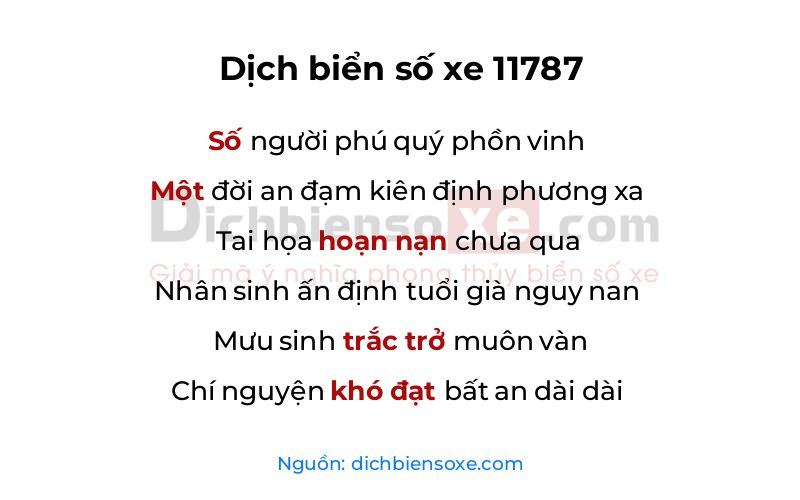 Dịch thơ biển số 11787