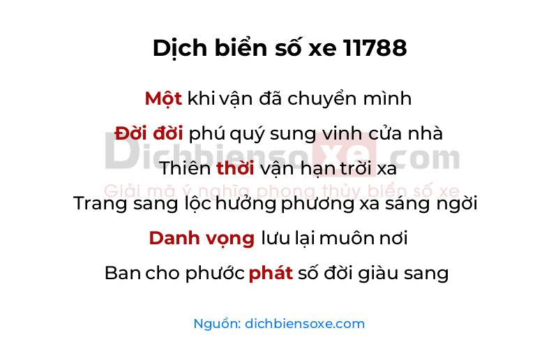 Dịch thơ biển số 11788