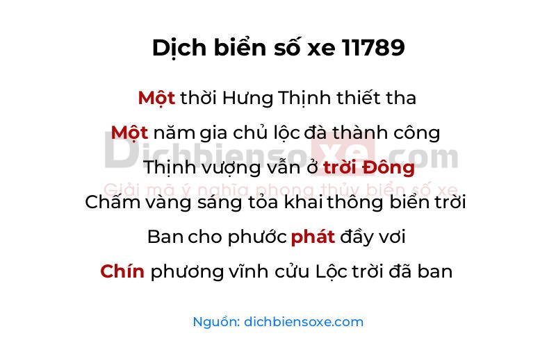 Dịch thơ biển số 11789