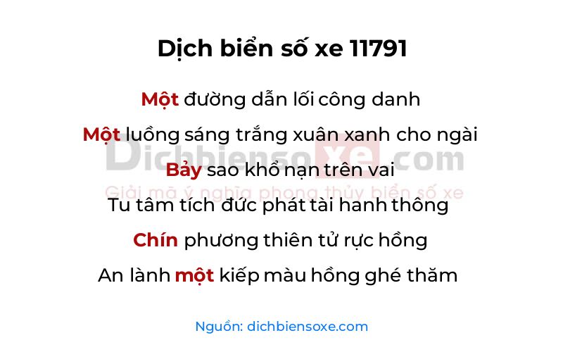 Dịch thơ biển số 11791