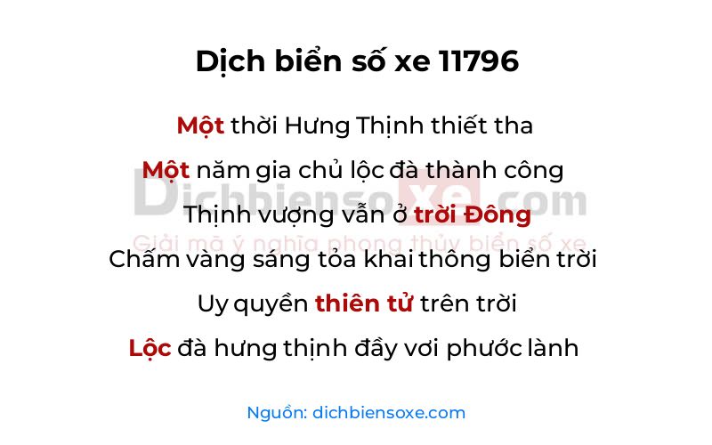 Dịch thơ biển số 11796