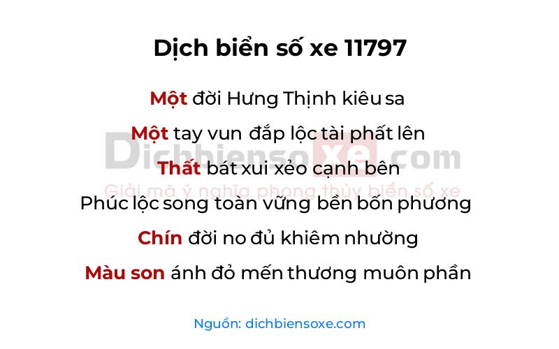 Dịch thơ biển số 11797