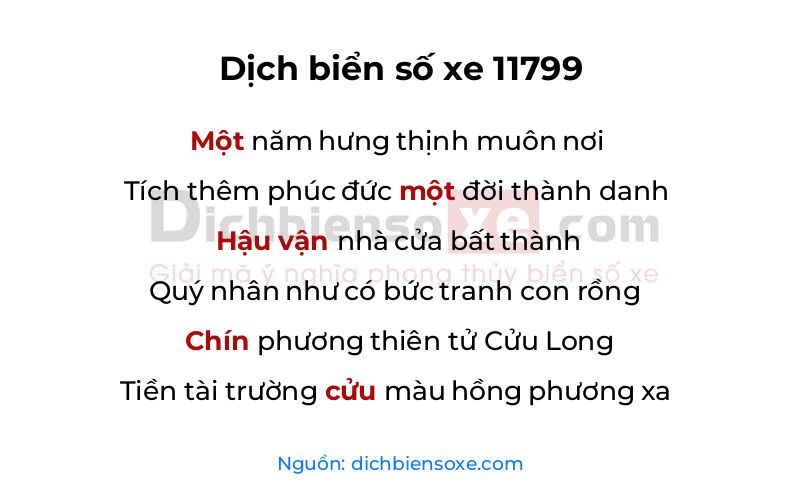 Dịch thơ biển số 11799