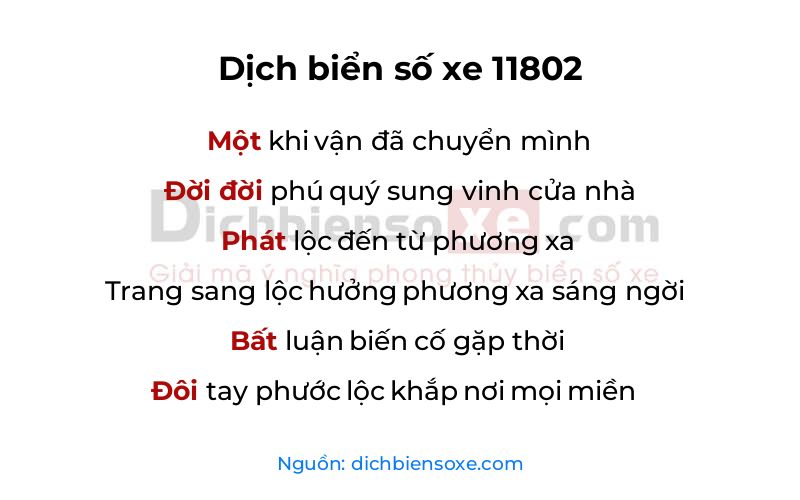 Dịch thơ biển số 11802