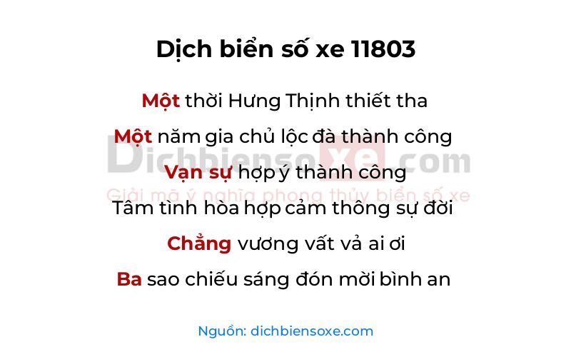 Dịch thơ biển số 11803