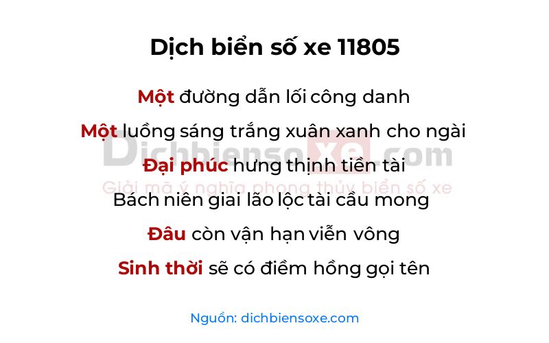 Dịch thơ biển số 11805