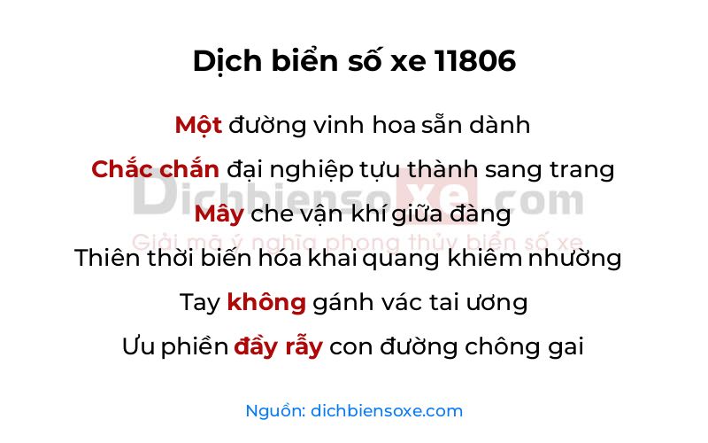 Dịch thơ biển số 11806