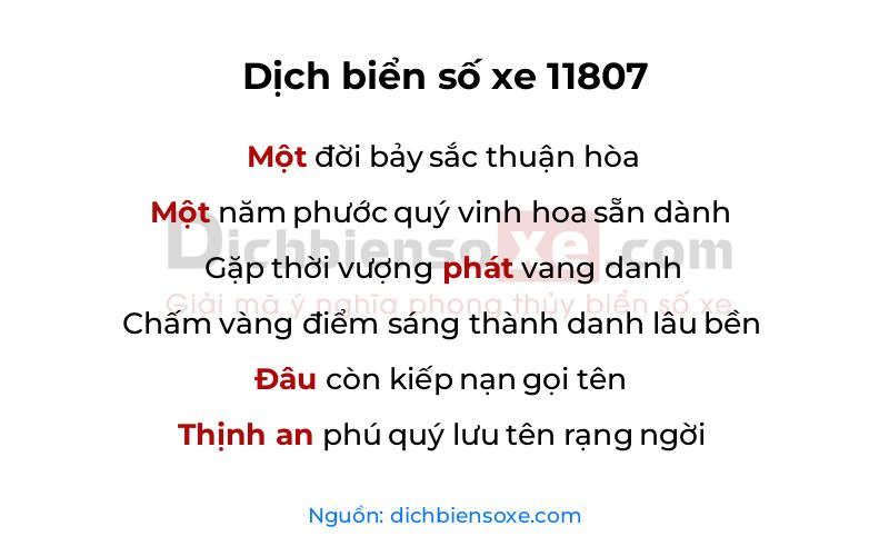 Dịch thơ biển số 11807