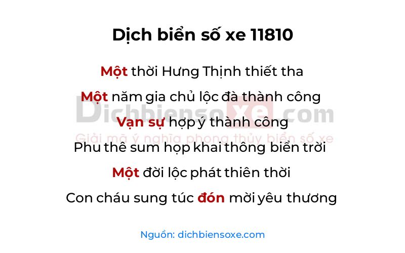 Dịch thơ biển số 11810