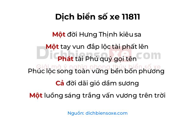 Dịch thơ biển số 11811