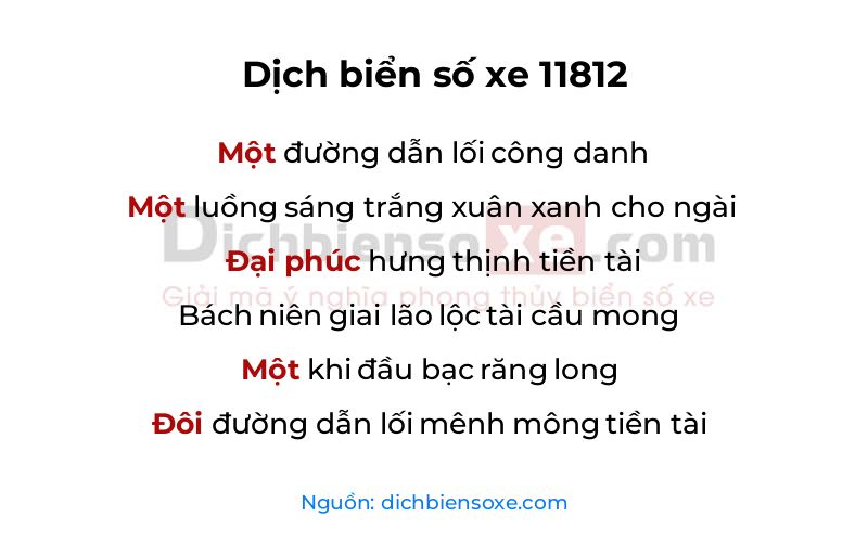 Dịch thơ biển số 11812