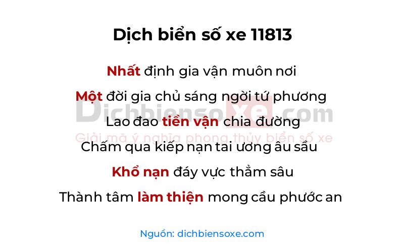Dịch thơ biển số 11813