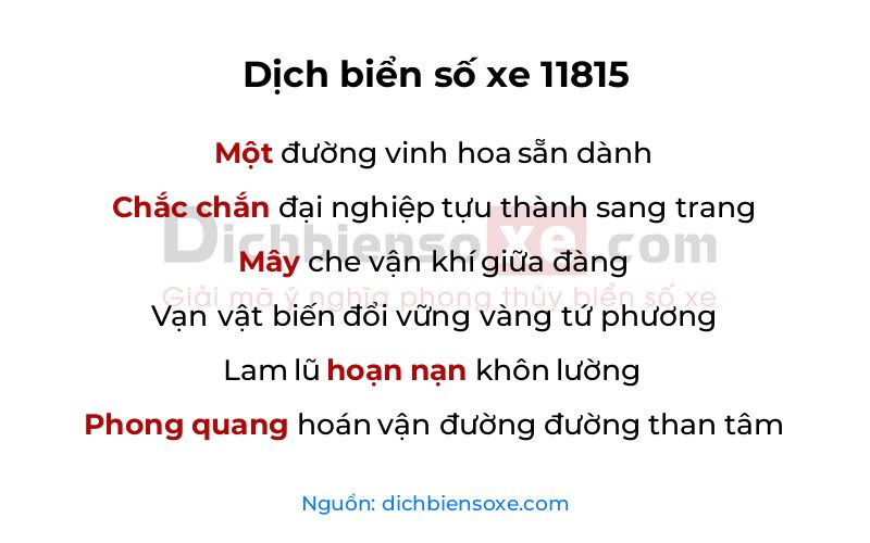 Dịch thơ biển số 11815