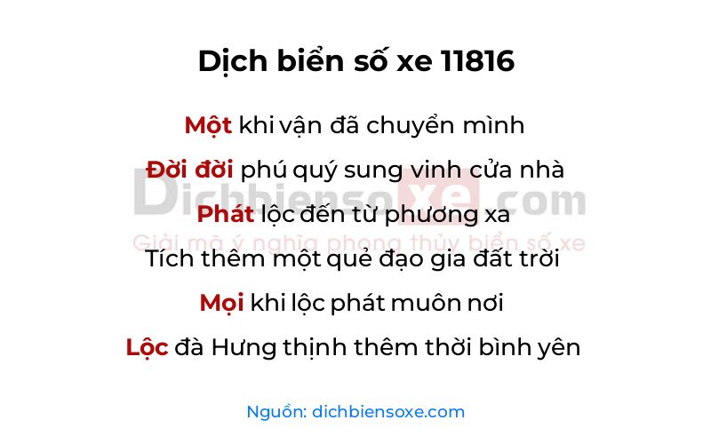 Dịch thơ biển số 11816