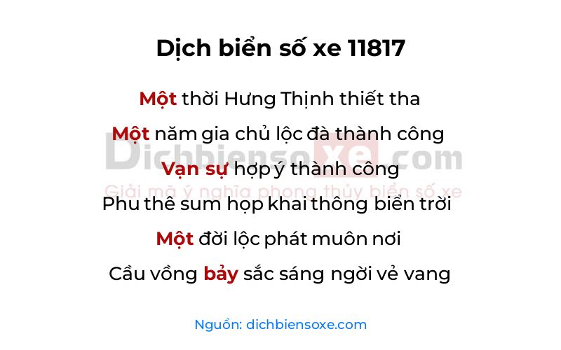 Dịch thơ biển số 11817