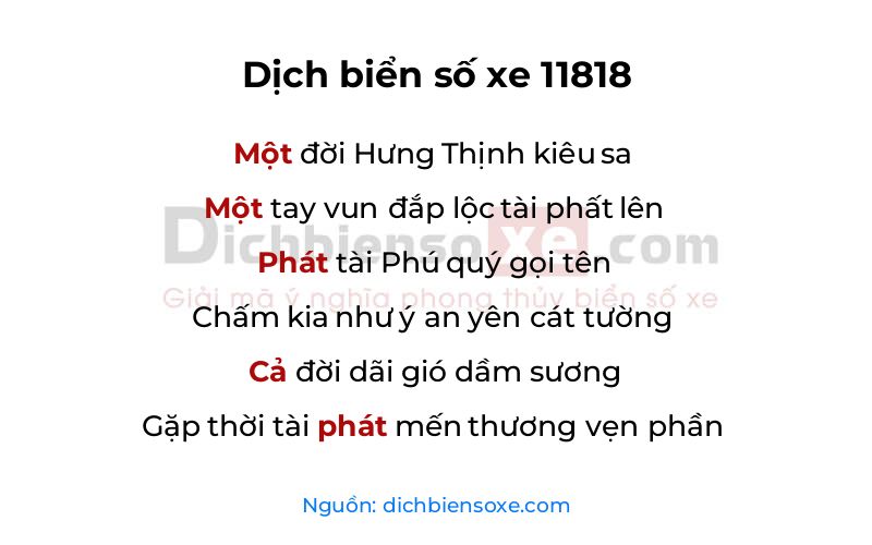 Dịch thơ biển số 11818