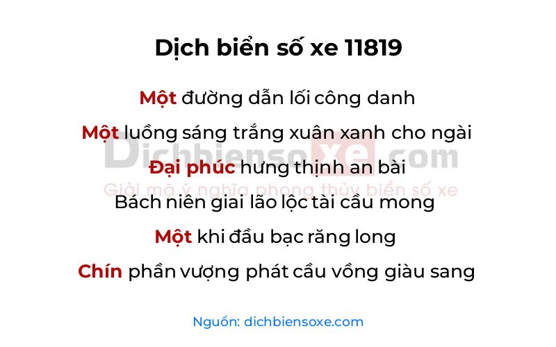 Dịch thơ biển số 11819