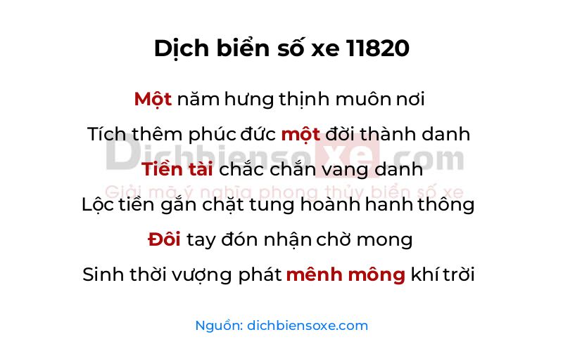 Dịch thơ biển số 11820