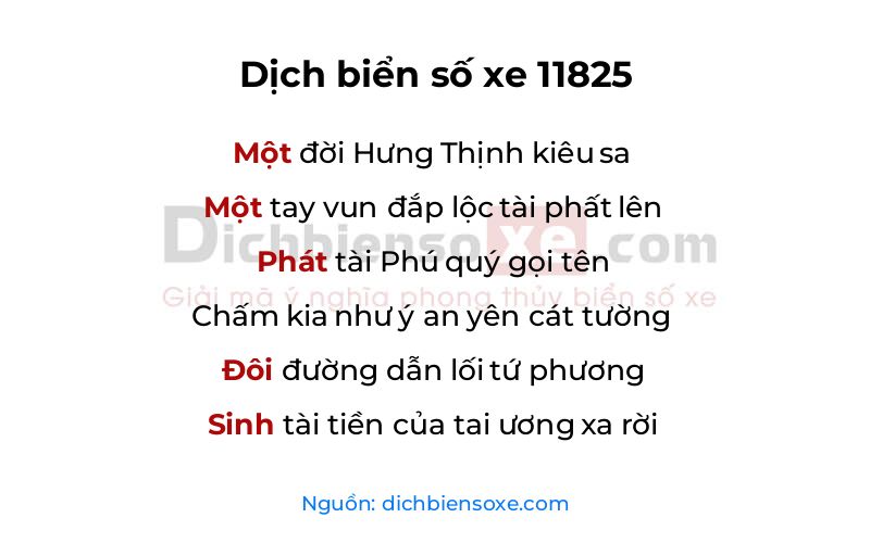 Dịch thơ biển số 11825