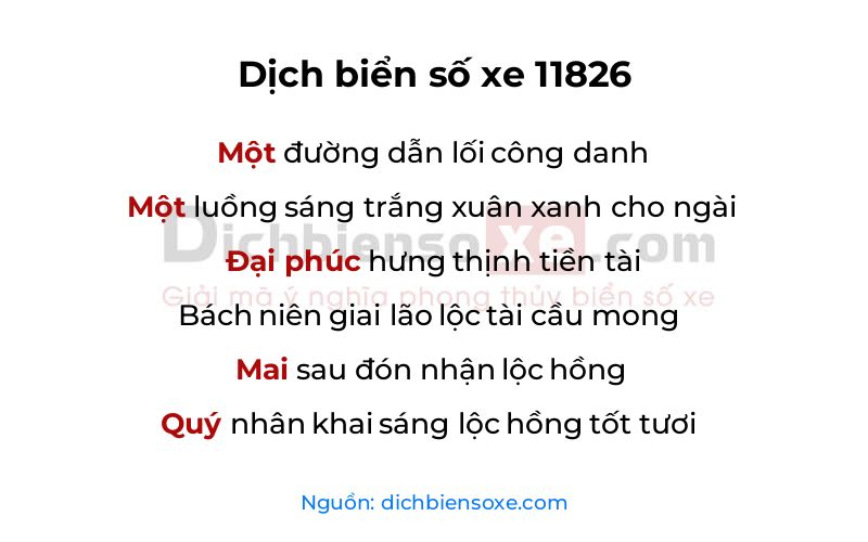 Dịch thơ biển số 11826