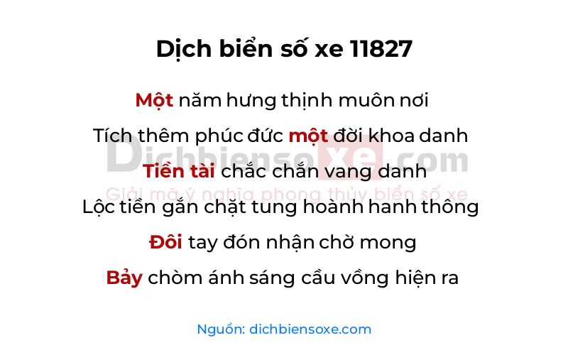 Dịch thơ biển số 11827