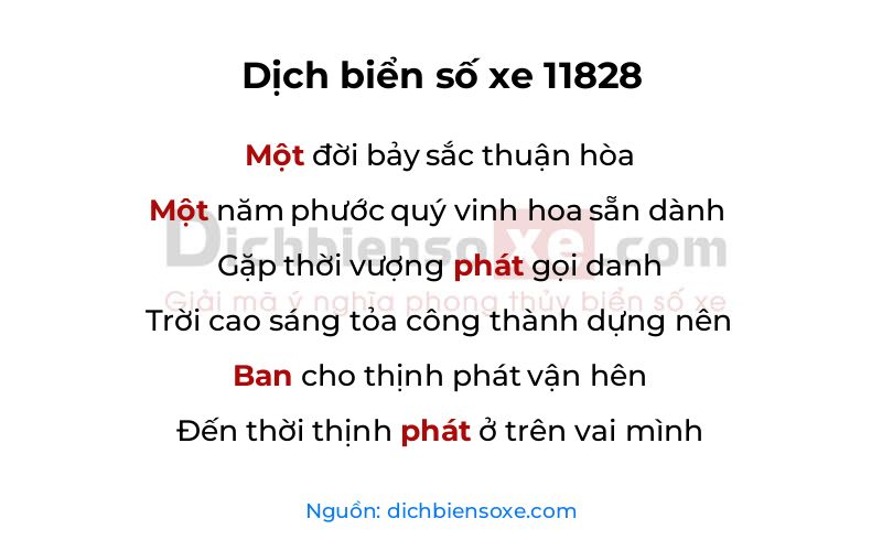 Dịch thơ biển số 11828