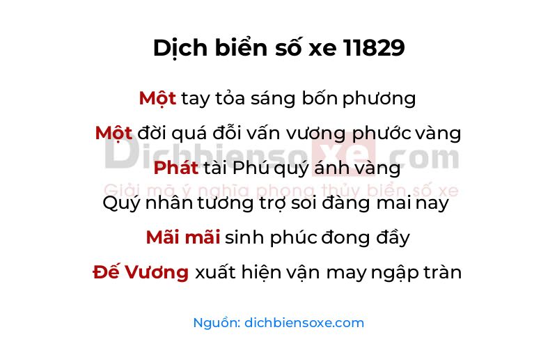 Dịch thơ biển số 11829