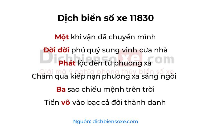 Dịch thơ biển số 11830