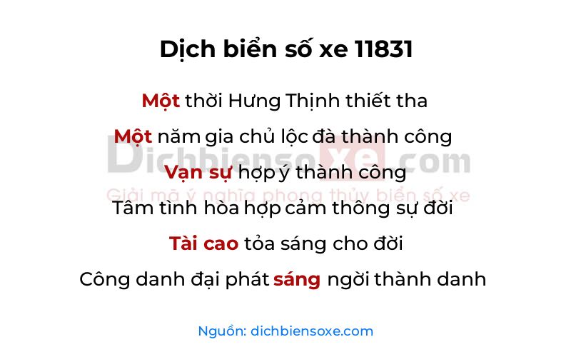 Dịch thơ biển số 11831