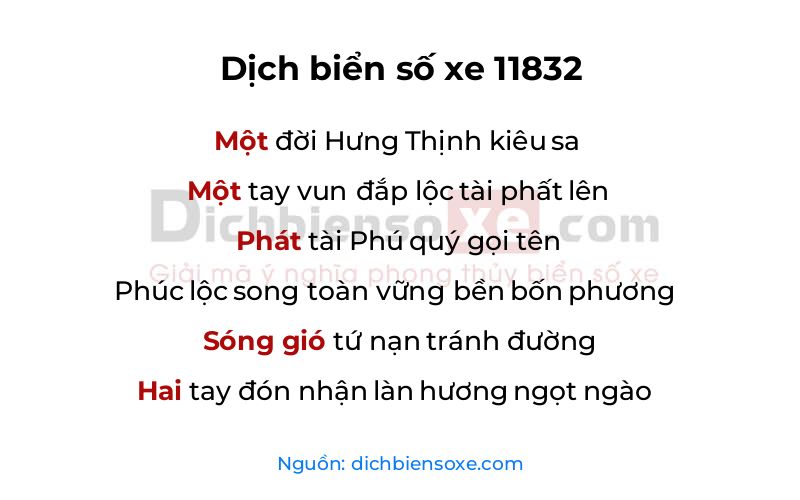 Dịch thơ biển số 11832
