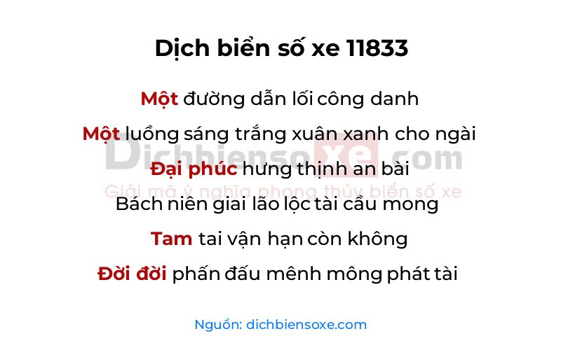 Dịch thơ biển số 11833