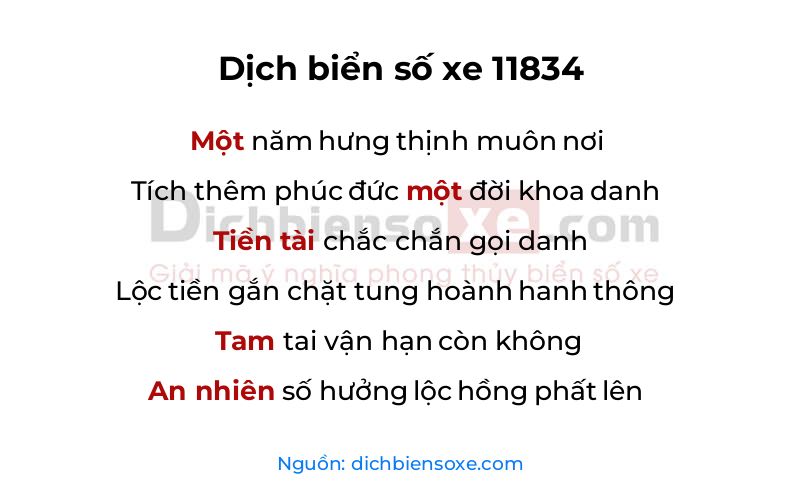 Dịch thơ biển số 11834
