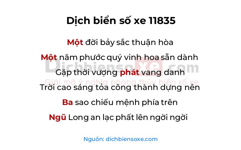 Dịch thơ biển số 11835