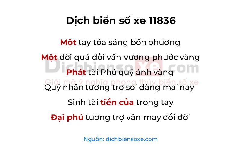 Dịch thơ biển số 11836