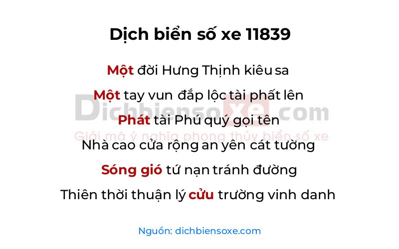 Dịch thơ biển số 11839