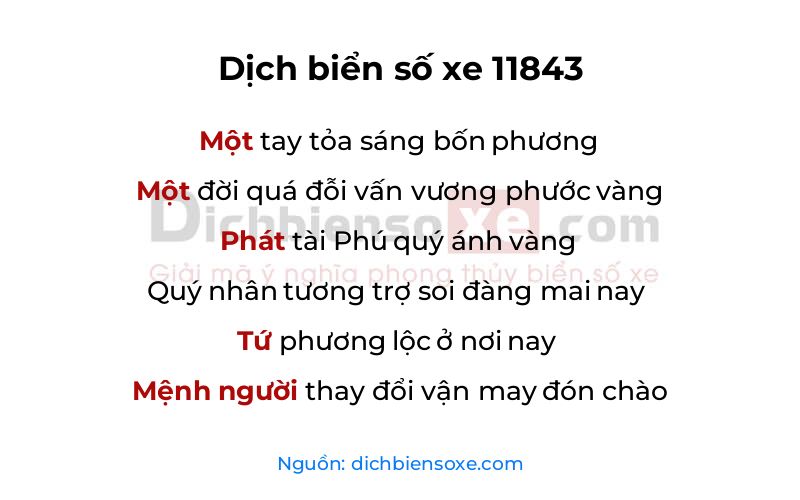 Dịch thơ biển số 11843