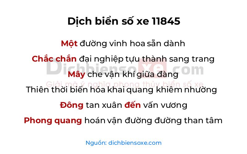Dịch thơ biển số 11845