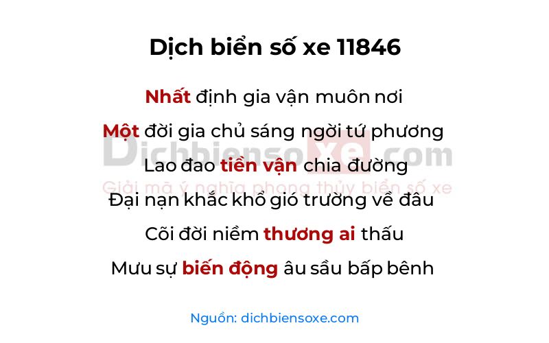 Dịch thơ biển số 11846