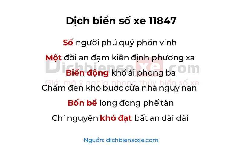 Dịch thơ biển số 11847