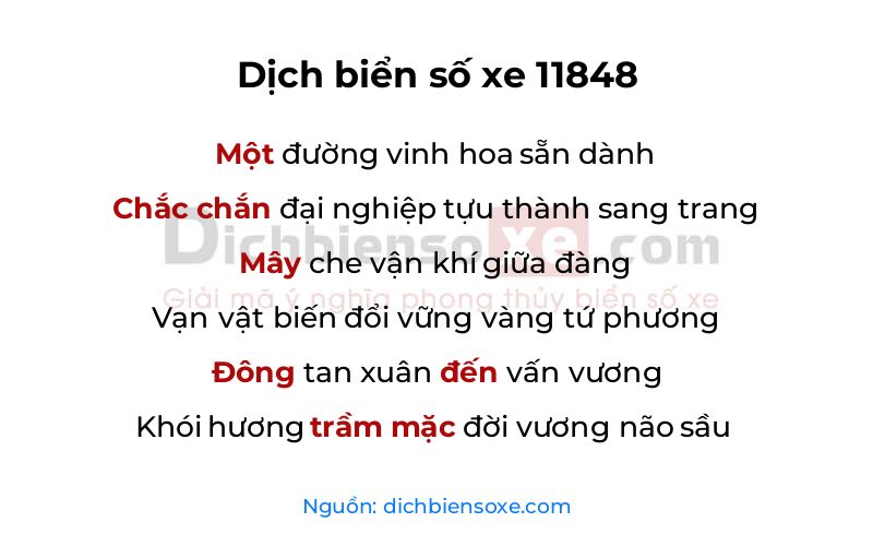 Dịch thơ biển số 11848