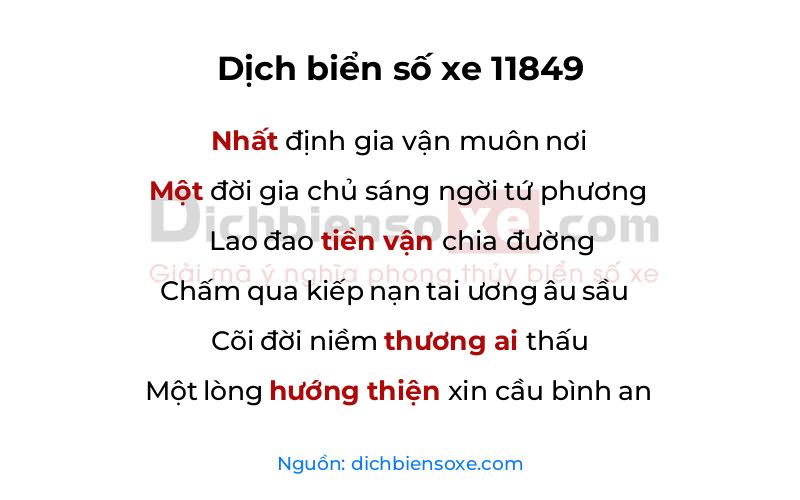 Dịch thơ biển số 11849