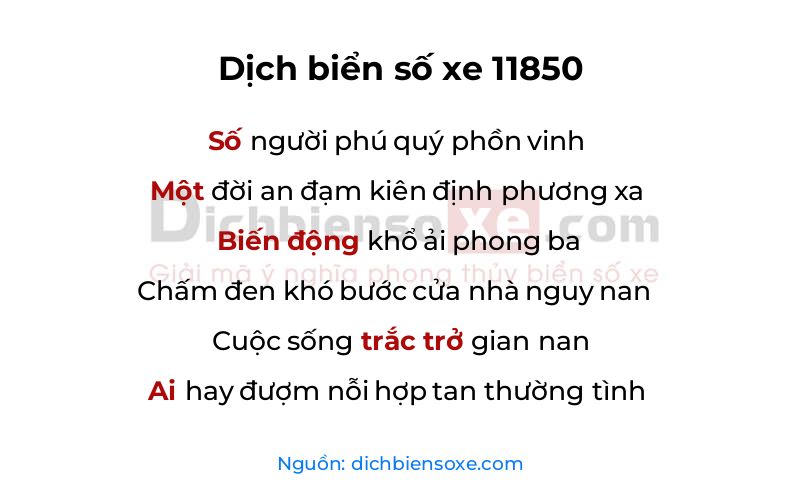 Dịch thơ biển số 11850
